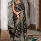 Joban Fashion Navy Blue Crepe Chiffon Pure Handloom Banarasi Silk Saree | Swadesiicart