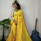 Exclusive Collection Beautiful Khadi Cotton Handloom Saree With Beautiful Zari Border - Yellow - Swadesiicart