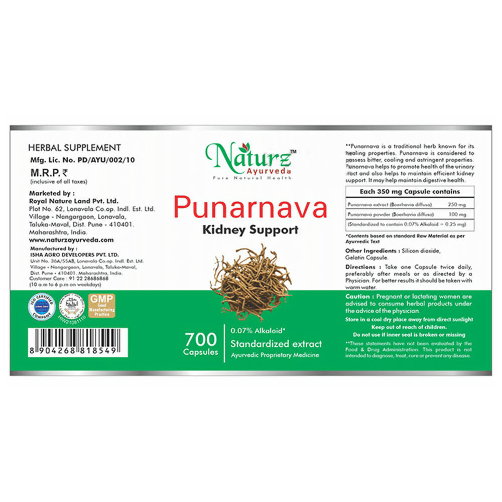 Naturz Ayurveda Punarnava Capsules | Swadesiicart