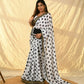 Vamsee Polka Dot Black & White Nylon Saree - Swadesiicart