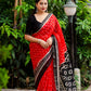 Red Polycotton Ethnic Motifs Saree with Unstitched Blouse - Hiral Fashion | Swadesiicart