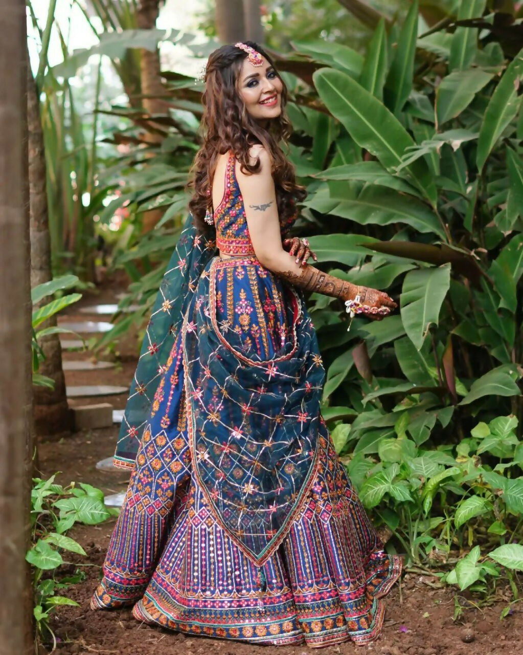 Jyoti Fashion Outstanding Blue Chinon 3MM, 9MM Sequins with Thread & Jari Embroidery Lehenga Choli with Dupatta | Swadesiicart