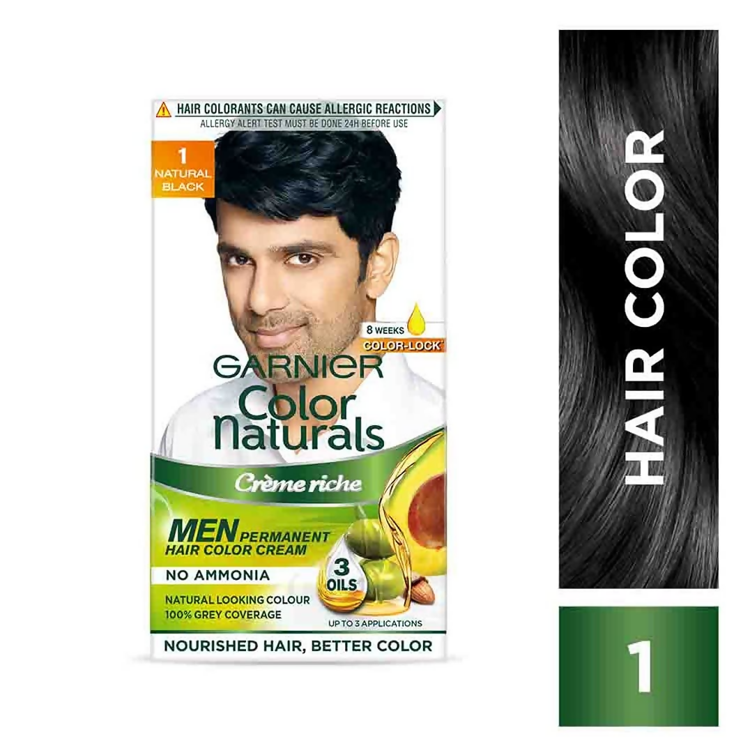 Garnier Color Naturals Creme Riche Men Hair Color - Shade 1 Natural Black - Swadesiicart