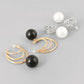 VOJ Set Of 2 Korean Drop Earrings - Gold-Polished With Black Pearl and Silver Plated With White Pearl Earrings - Swadesiicart