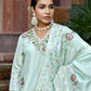 Vaasva Women's Tissue Silk Emboidered Suit Set With Solid Pant & Solid Embroidered Dupatta | Swadesiicart