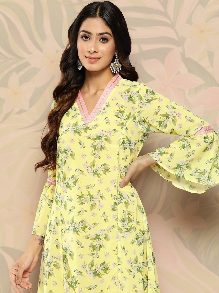 Ahalyaa Women's Traditional wear Kurta - Yellow | Swadesiicart