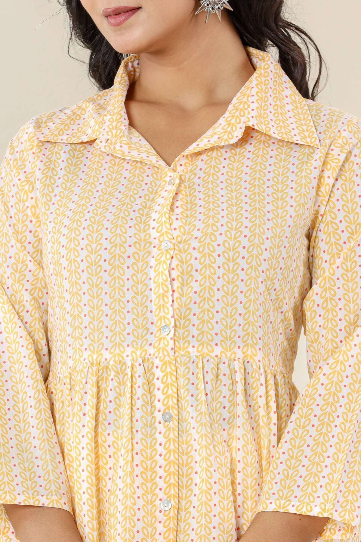 Kaajh Women's Yellow Printed Cotton Co-ord Set - Swadesiicart