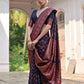 Vishnu Weaves Women's Navy-Blue Silk Woven Saree with Blouse - Swadesiicart