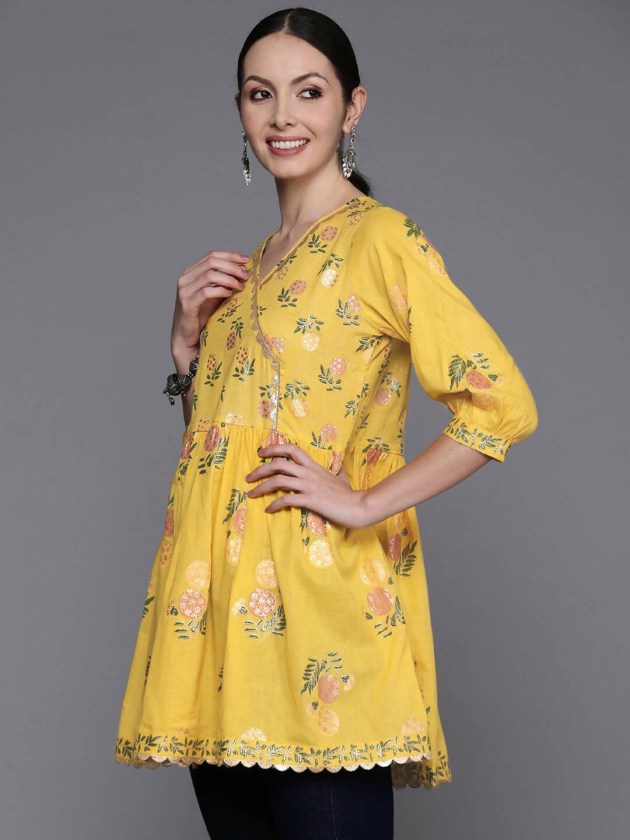 Ahalyaa Women's Traditional wear Tunic - Mustard | Swadesiicart
