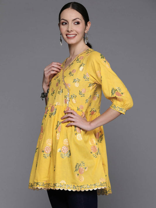 Ahalyaa Women's Traditional wear Tunic - Mustard | Swadesiicart