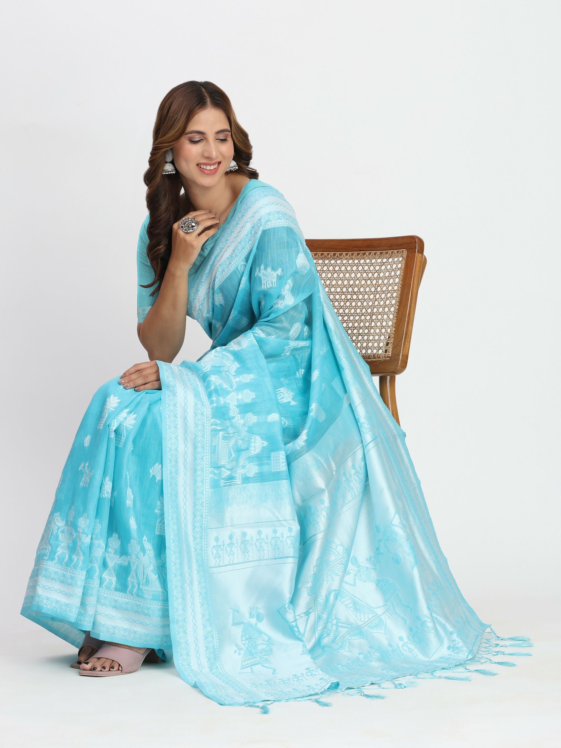 Shree Shyam Fashion Linen Cotton Grey Saree