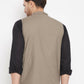 Even Apparels Beige Merino Men Woven Nehru Jacket | Swadesiicart