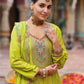 Anaita Lime Yellow Premium Embroidery Dhaga Sequin Work Ready Made Suit