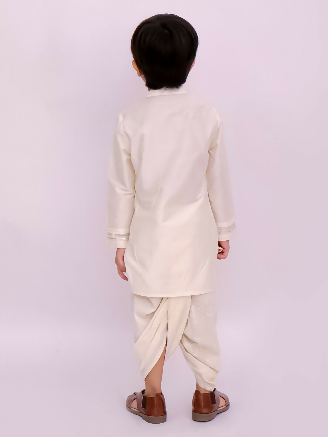 Lil Drama Mishti White Kurta Dhoti and Jacket For Boys | Swadesiicart
