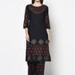 Aniyah Rayon Black Color Block Print Straight Kurta (AN-190K) - Swadesiicart