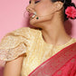 Gold-Polished White Green Kundan-Studded Pearl Beaded Nosepin - Ruby Raang | Swadesiicart