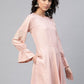 Ahalyaa Women Pink Rayon Golden Ethnic Print Tunic | Swadesiicart