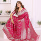Aastha Fashion Magenta Georgette Silk Leheriya With Elegant Zari Weaving Saree