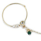 Gold-Polished White Green Kundan-Studded Pearl Beaded Nosepin - Ruby Raang | Swadesiicart
