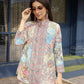 Beige & Pink Rayon Paisley Printed Top with Matching Bottom - Eesha - Swadesiicart