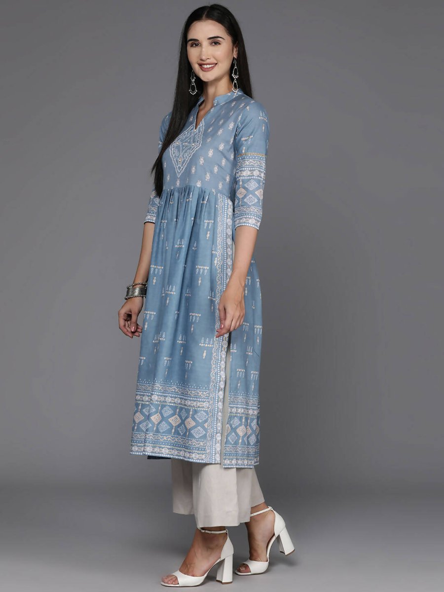 Ahalyaa Women's Traditional wear Kurta - Powder Blue | Swadesiicart