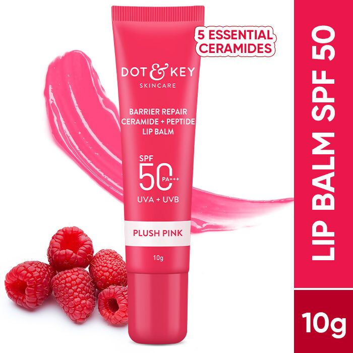 Dot & Key Barrier Repair Ceramide & Peptide SPF 50 Lip Balm - Plush Pink, UVA+UVB - Swadesiicart