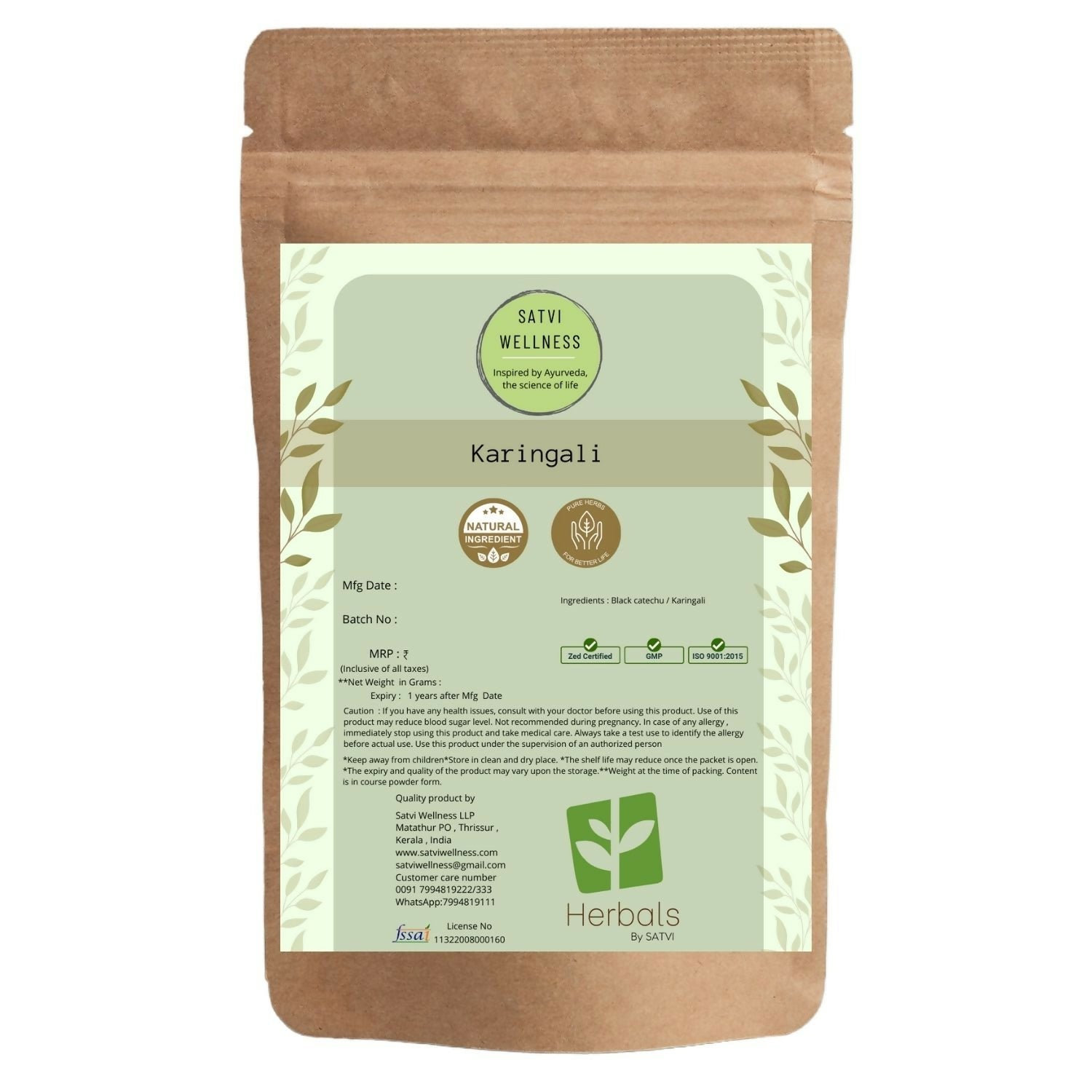 Satvi Wellness Karingali | Black Catechu Powder - Satvi Wellness