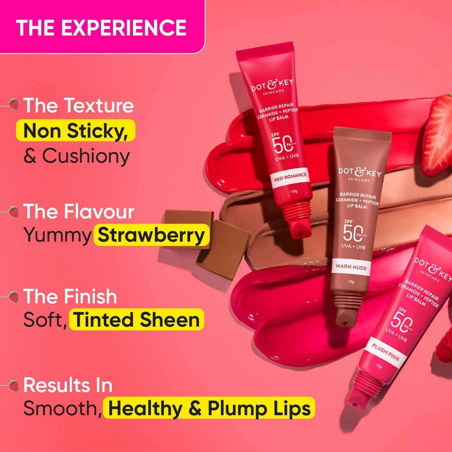Dot & Key Barrier Repair Ceramide & Peptide SPF 50+, PA+++ Lip Balm - Red Romance - Swadesiicart