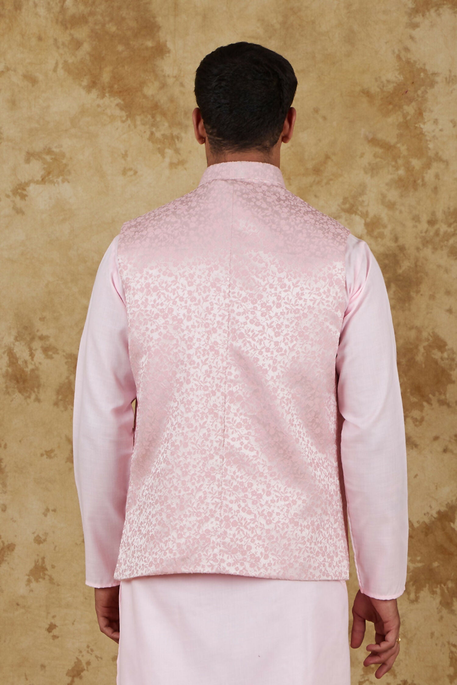 Bluesaanchi Men's Jacquard Misty Rose Waistcoat | Swadesiicart
