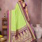 Aastha Fashion Parrot Green Kalamkari Silk Weaving Saree