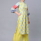 Ahalyaa Women's Yellow Pure Blend Digital Printed Kurta Palazzo Set | Swadesiicart