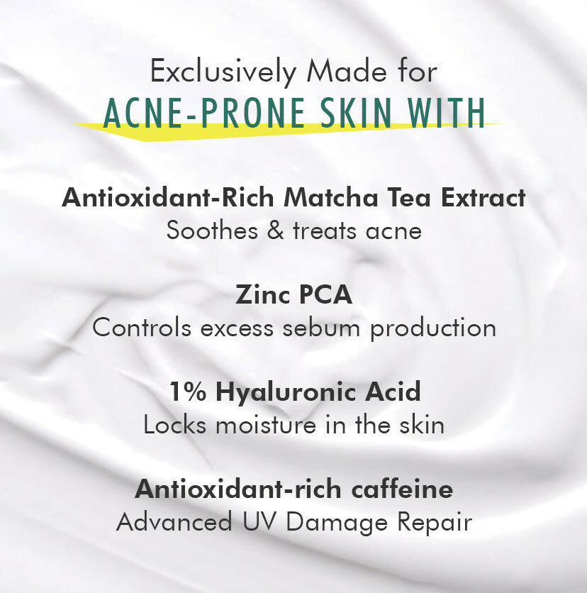 mCaffeine Sun Fix Ultra Light 1% Hyaluronic Acid Matcha Tea Sunscreen SPF 50+ PA++++ | Swadesiicart