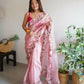 Vamsee Damini Peach Gold Tebi Silk Saree - Swadesiicart