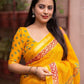 Mustard Silk Blend Geometric Saree with Unstitched Blouse - Hiral Fashion | Swadesiicart