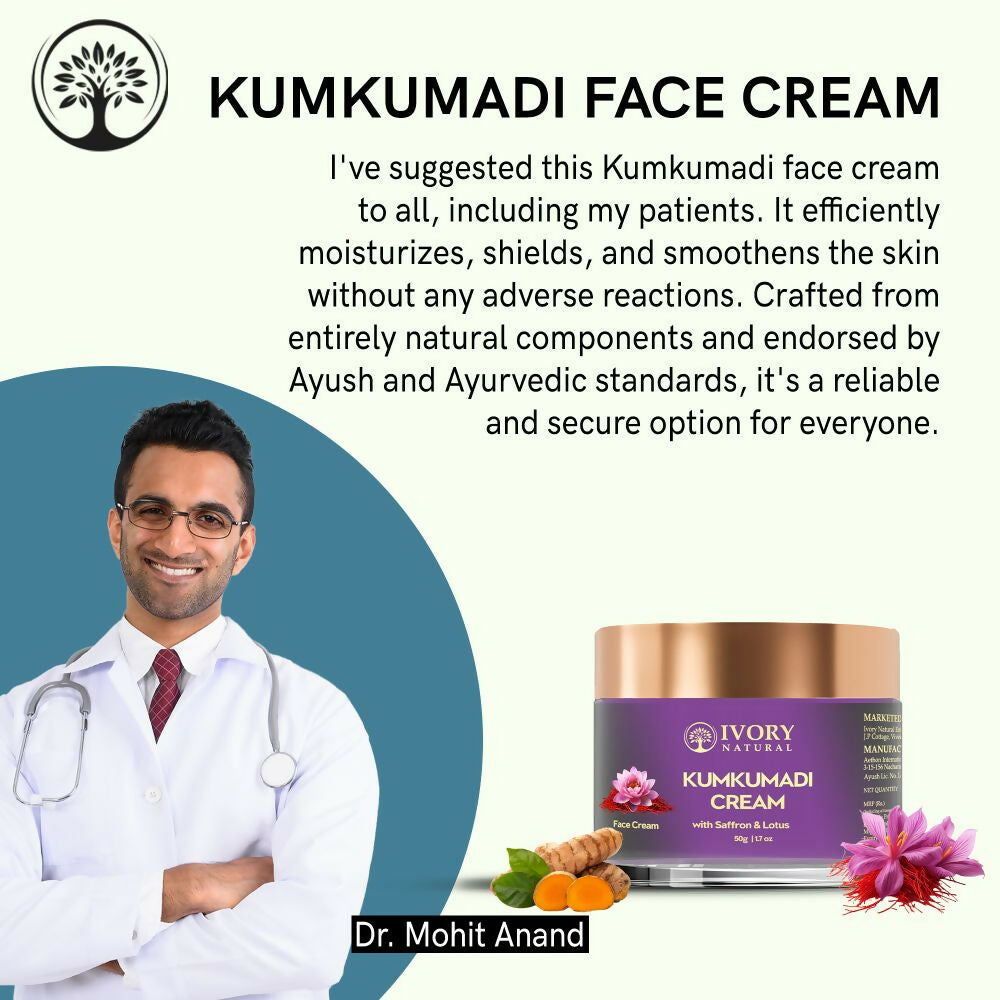 Ivory Natural Kumkumadi Night Cream For Skin For Skin Tone & Texture, Reduce Blemishes & Dark Spots | Swadesiicart