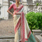 Vishnu Weaves Women's White Banarasi Silk Woven Saree with Blouse - Swadesiicart
