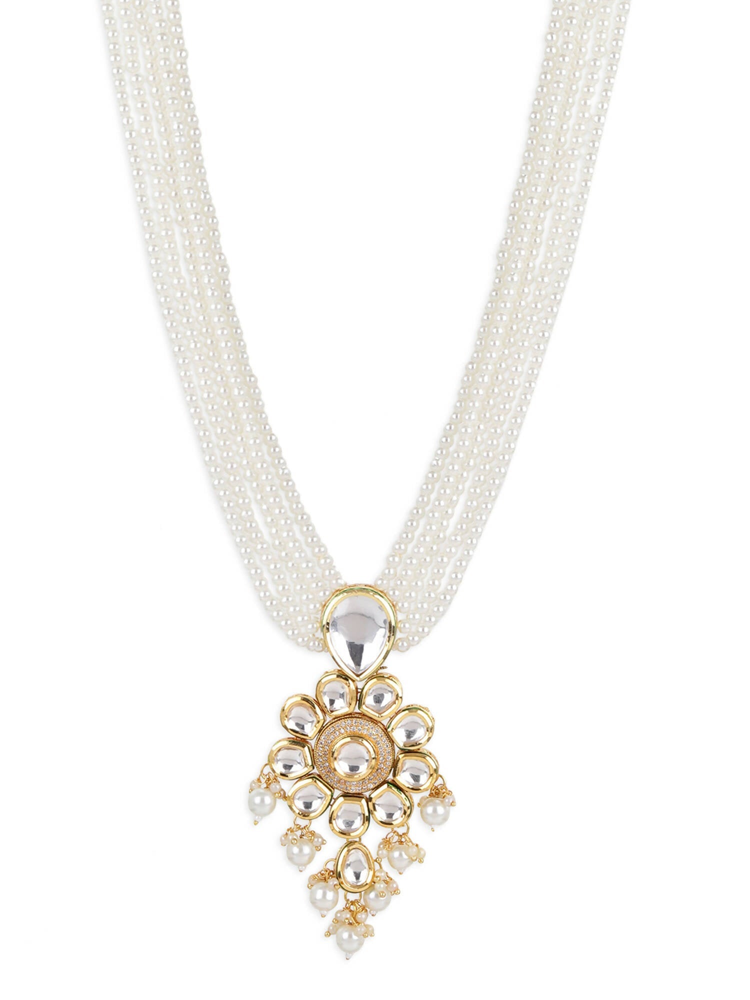 Gold-Toned White Brass Gold-Polished Necklace - Ruby Raang | Swadesiicart