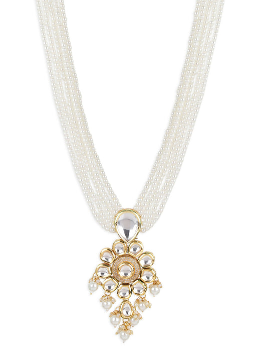 Gold-Toned White Brass Gold-Polished Necklace - Ruby Raang | Swadesiicart