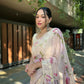 Vamsee Subh Laxmi Beige Georgette Saree - Swadesiicart