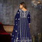 Jyoti Fashion Women's Blue Net Embroidered Anarkali Kurta Pant Set With Dupatta | Swadesiicart
