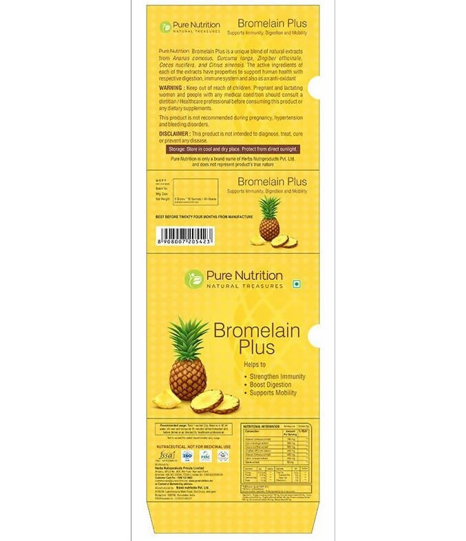 Pure Nutrition Bromelain Plus Sachets | Swadesiicart