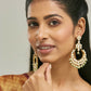 Nuyug 22K Gold-Plated Elegant Kundan Studded & Beaded Floral Chandbali Earrings | Swadesiicart