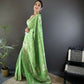Joban Fashion Pista Green Meenakari Banarasi Silk Sarees | Swadesiicart