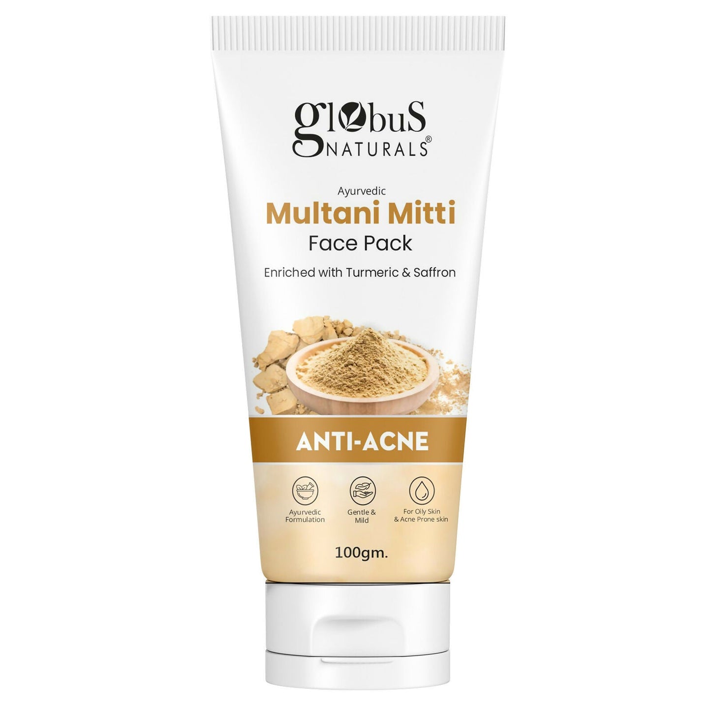 Globus Naturals Anti Acne Multani Mitti Face Pack, For Oily & Acne Prone Skin | Swadesiicart