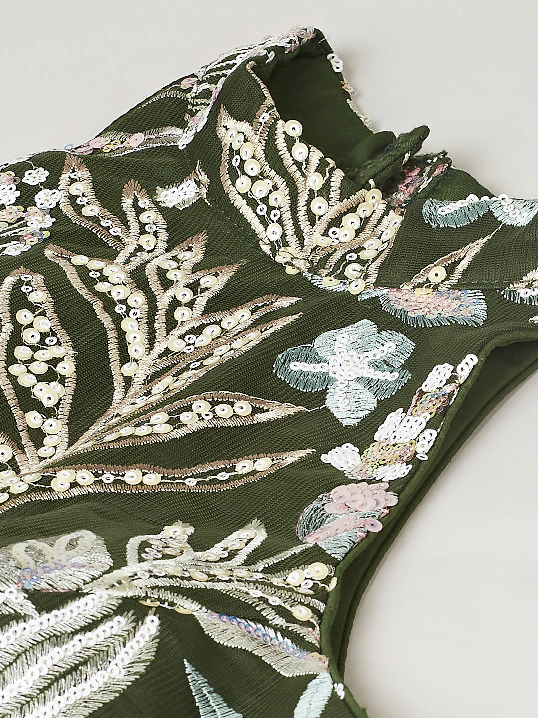 House of Panchhi Olive Net Sequinse Work Lehenga & Blouse with Dupatta | Swadesiicart