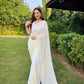 Vamsee V5-White Organza Saree - Swadesiicart