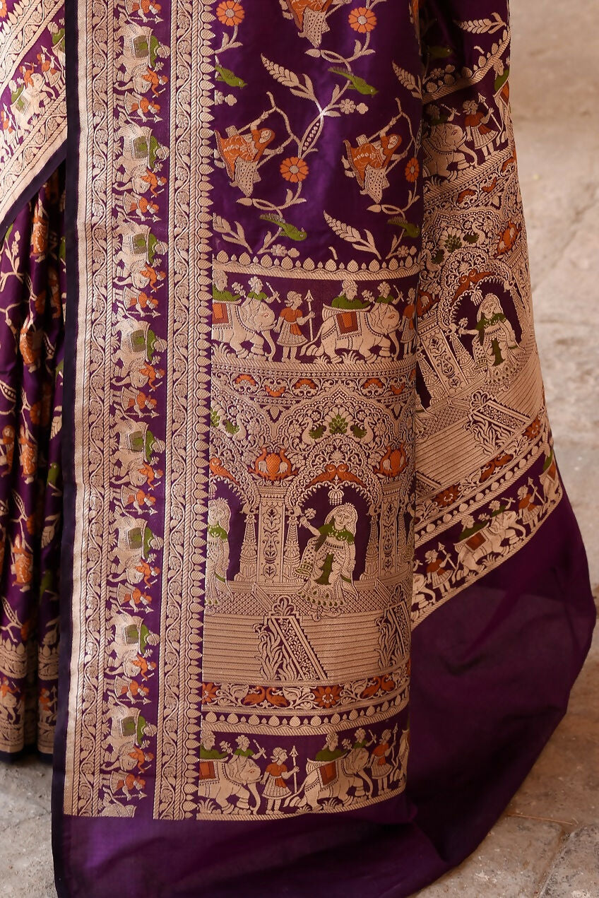 Joban Fashion Pure Katan Pure Handloom Banarasi Silk Saree | Swadesiicart