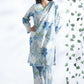 Breathables Blue Floral Print Cotton Long Kurta Co-Ord Set Cotton