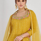 Lorenvalley Fashion Yellow Chinon Embroidery with Sequince Work Salwar Lehenga Stitched | Swadesiicart
