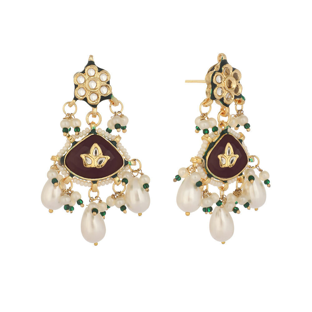 Nuyug 22K Gold Plated Ruby Grace Earrings | Swadesiicart